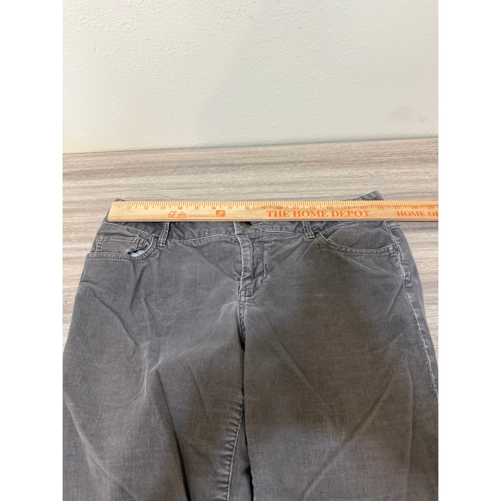 Banana Republic Women Corduroy Pants 12 Petite Grey Straight Leg Dark Academia - Picture 7 of 11